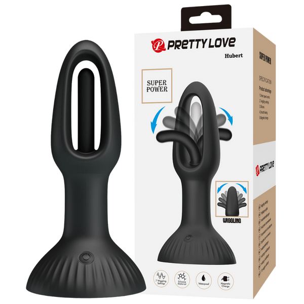 Hubert - Vibrating / Wiggling Butt Plug (Black)-BI-040197