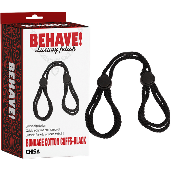 Bondage Cotton Cuffs (Black)-CN-887125302