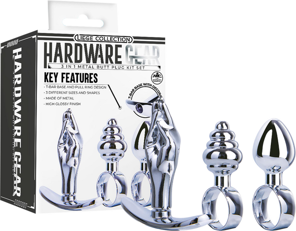 3 in 1 Metal Butt Plug Kit Set (Chrome)