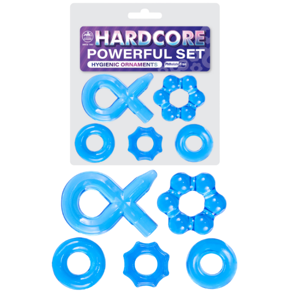 Hardcore Powerful Cockring Set (Blue)