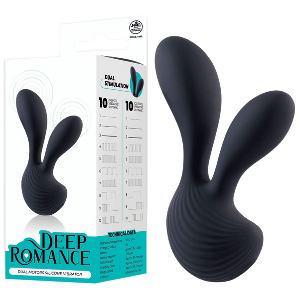 Dual Motors Silicone Vibrator (Black)