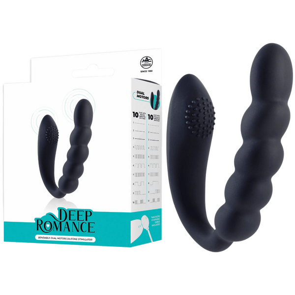 Bendable Dual Motors Silicone Stimulator (Black)