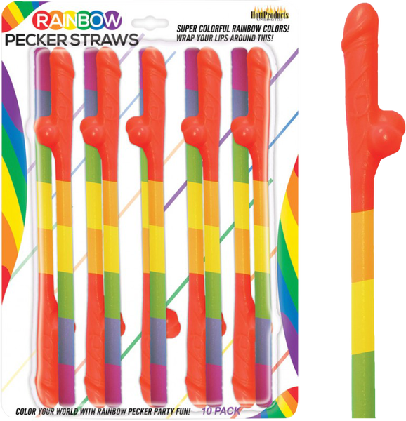 Rainbow Pecker Straws (10 Pack)