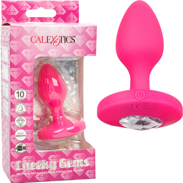 Cheeky Gems Medium Rechargeable Vibrating Probe (Pink)