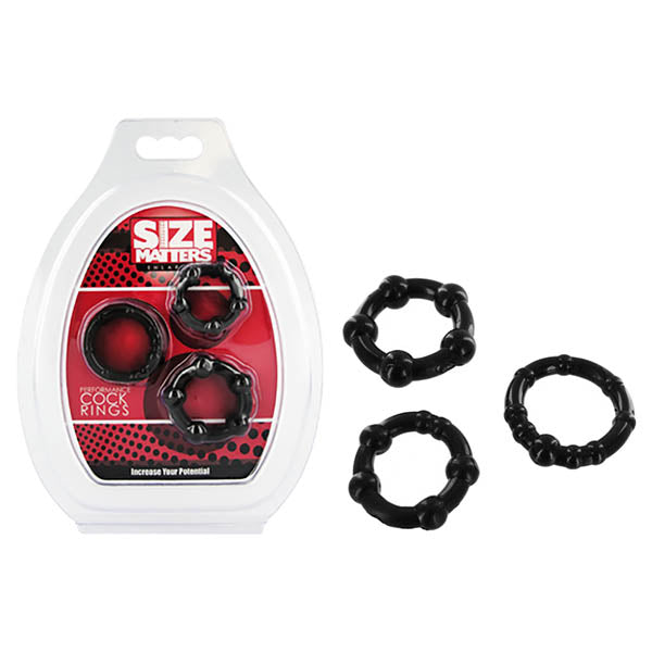 Size Matters Performance Cock Rings - Black Cock Rings - Set of 3 Sizes - Early2bed