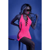 GLOW SHOCK VALUE Net Halter Dress with Open Back - Glow in Dark Pink - One Size