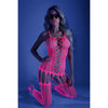 GLOW HYPNOTIC Criss-Cross Paneled Bodystocking - Glow in Dark Pink - One Size