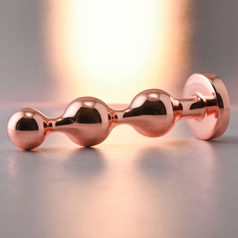 Gender X GOLD DIGGER SMALL - Rose Gold Small Butt Plug with Black Gem Base - GX-BP-9123-2