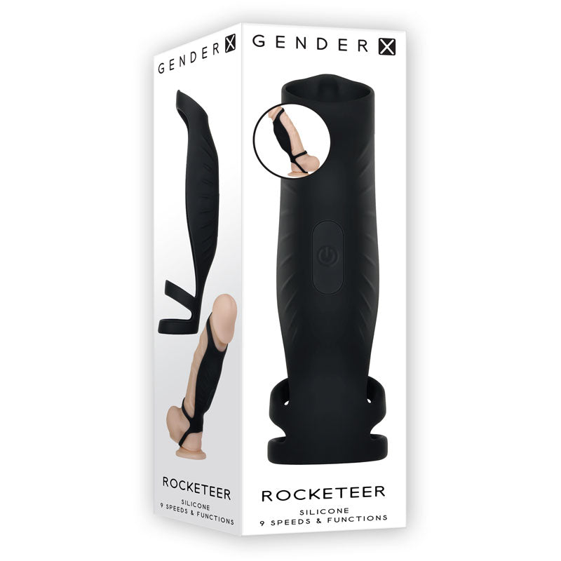 Gender X ROCKETEER - Black USB Rechargeable Vibrating Penis Sleeve - GX-RS-8959-2