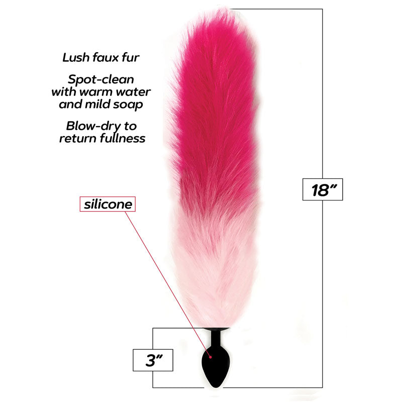 Foxy Fox Tail Silicone Butt Plug - Pink Gradient - 46 cm Tail