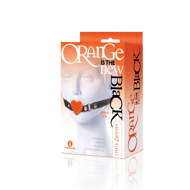 The 9's Orange Is The New Black, Heart Gag - Black/Orange Mouth Restraint - IC2532