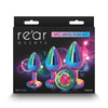 Rear Assets Trainer Kit - Multicolour - Rainbow - Multi Coloured Metallic Butt Plugs with Rainbow Gems - Set of 3 Sizes