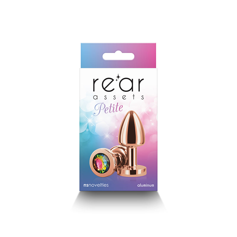 Rear Assets Petite - Rose Gold with Rainbow Gem-(nsn-0966-29)