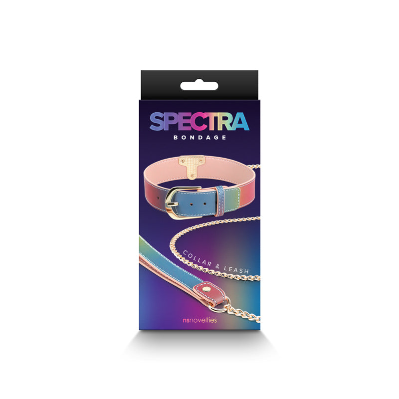 Spectra Bondage Collar & Leash - Rainbow - Fetish - (nsn-1311-02)