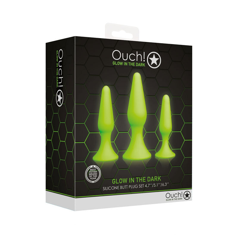 OUCH! Glow In The Dark Butt Plug Set-(ou736glo)