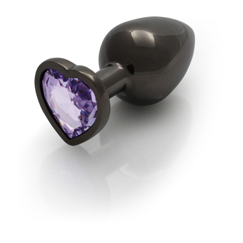 OUCH! Heart Gem Gunmetal Butt Plug - Medium-(ou812gun)