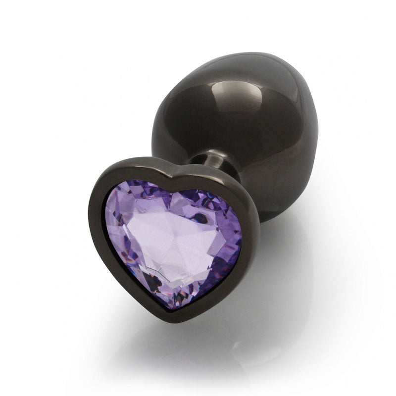 OUCH! Heart Gem Gunmetal Butt Plug - Medium-(ou812gun)