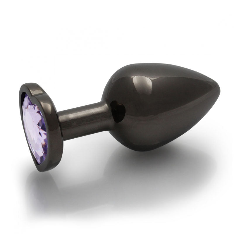 OUCH! Heart Gem Gunmetal Butt Plug - Medium-(ou812gun)