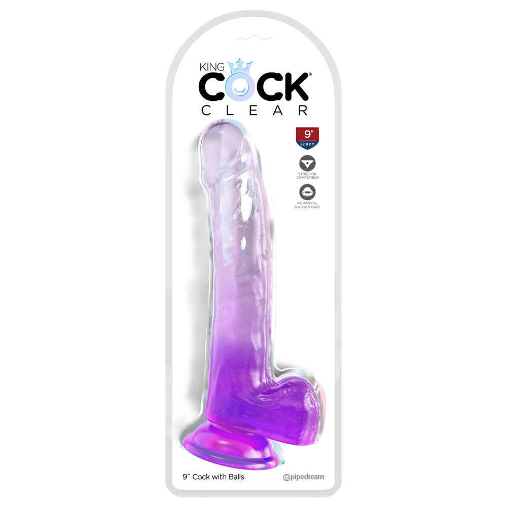 King Cock Clear 9'' Cock with Balls - Purple-(pd5758-12)
