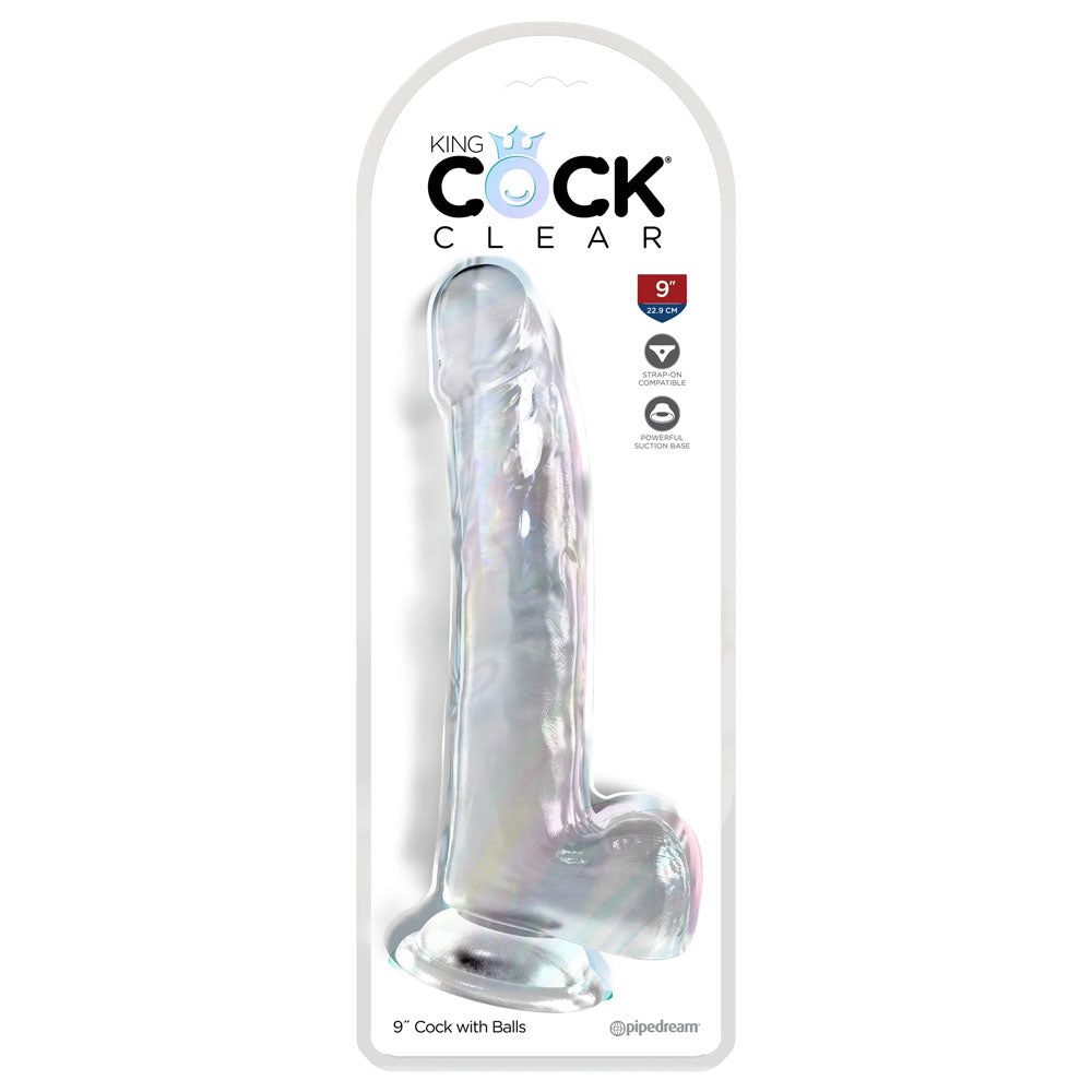 King Cock Clear 9'' Cock with Balls - Clear-(pd5758-20)