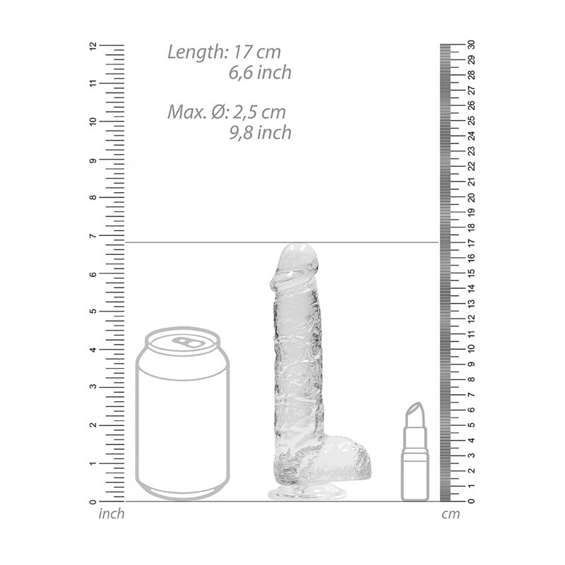 RealRock 6'' Realistic Dildo With Balls - Clear 15.2 cm Dong