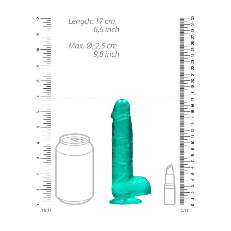 RealRock 6'' Realistic Dildo With Balls - Turquoise 15.2 cm Dong