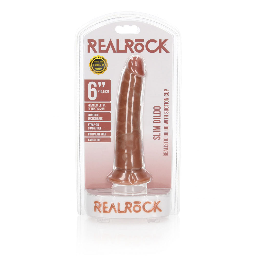 REALROCK Realistic Slim Dildo without Balls - 15.5 cm-(rea113tan)