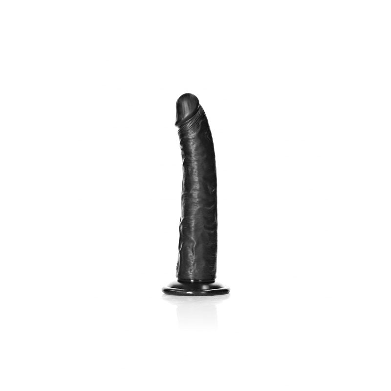 REALROCK Realistic Slim Dildo with Suction Cup - 20.5cm-(rea115blk)