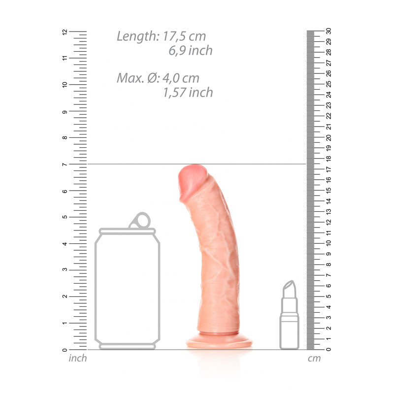 REALROCK Realistic Regular Curved Dildo with Suction Cup - 15.5 cm-(rea116fle)