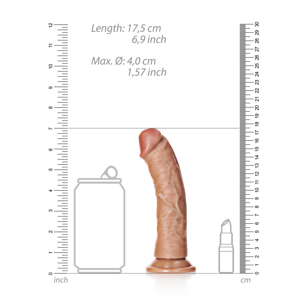 REALROCK Realistic Regular Curved Dildo with Suction Cup - 15.5 cm-(rea116tan)