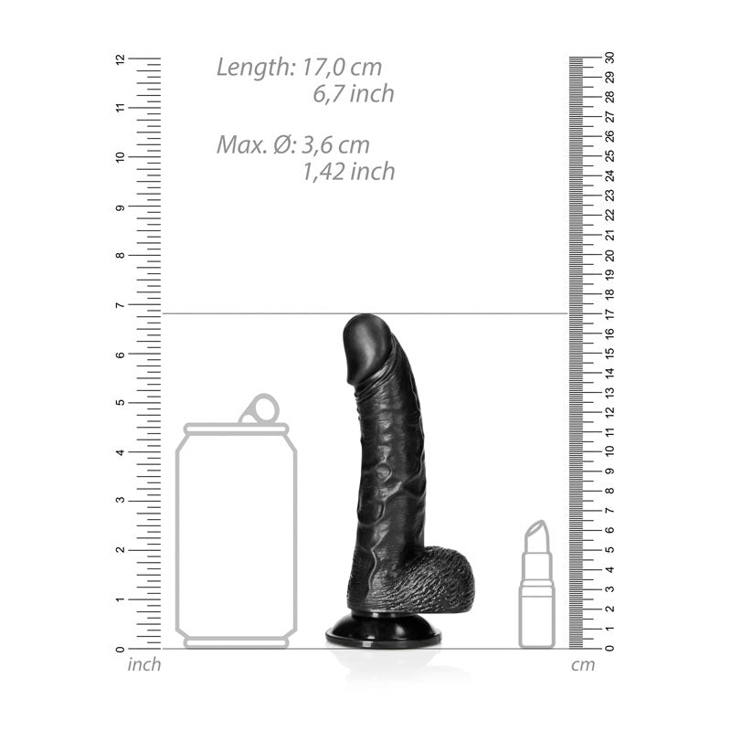 REALROCK Realistic Regular Curved Dong with Balls - 15.5 cm-(rea121blk)