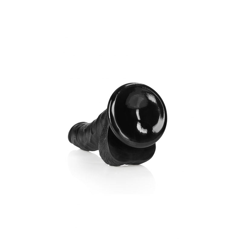 REALROCK Realistic Regular Curved Dong with Balls - 18 cm-(rea122blk)