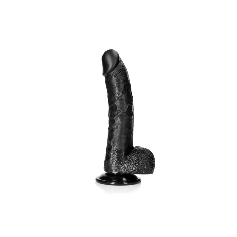 REALROCK Realistic Regular Curved Dong with Balls - 20.5 cm-(rea123blk)