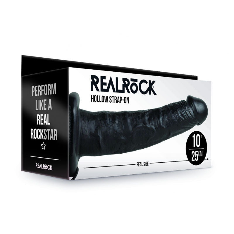 REALROCK Hollow Strap-on - 24.5 cm Black-(rea137blk)