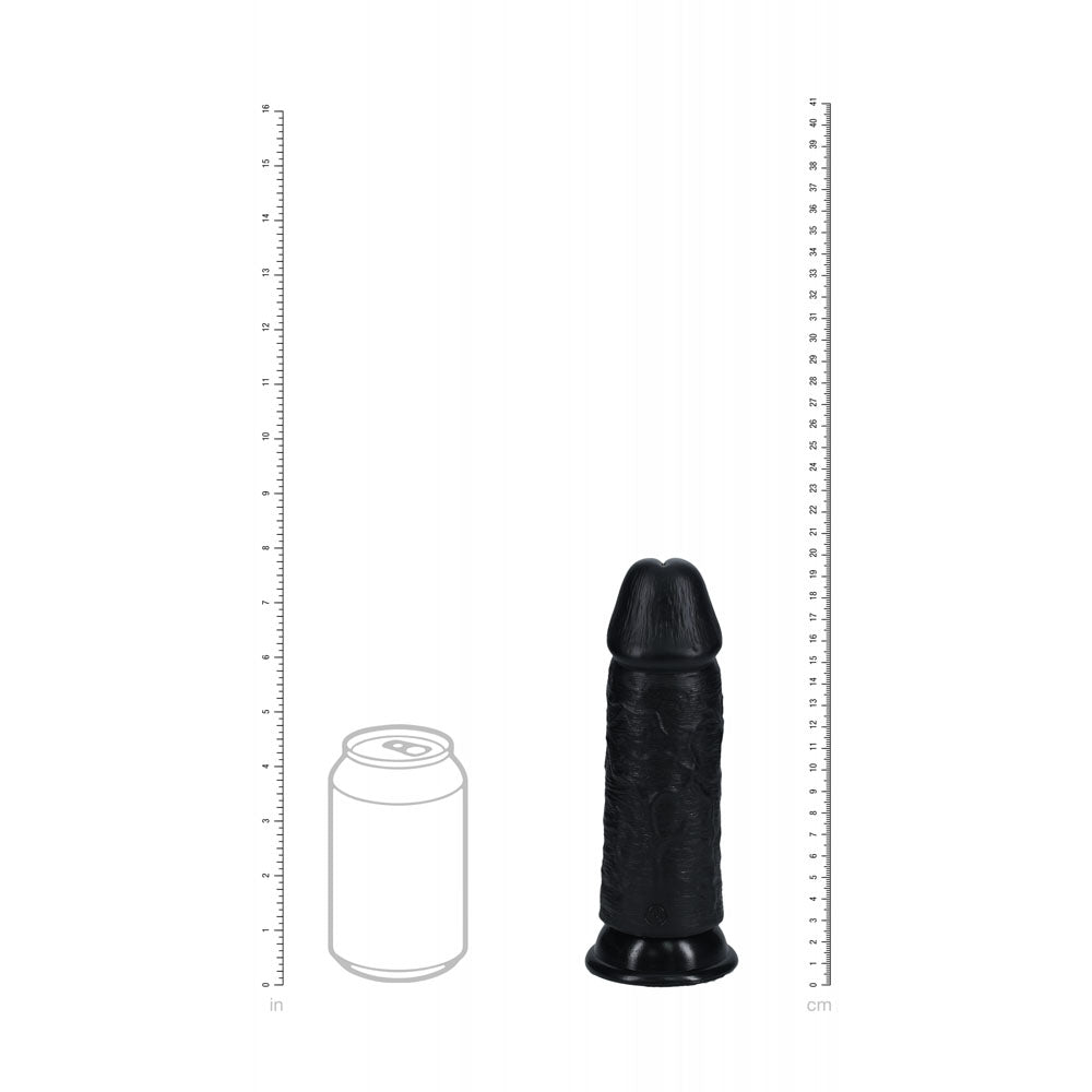 REALROCK 20cm Extra Thick Dildo - Black-(rea172blk)