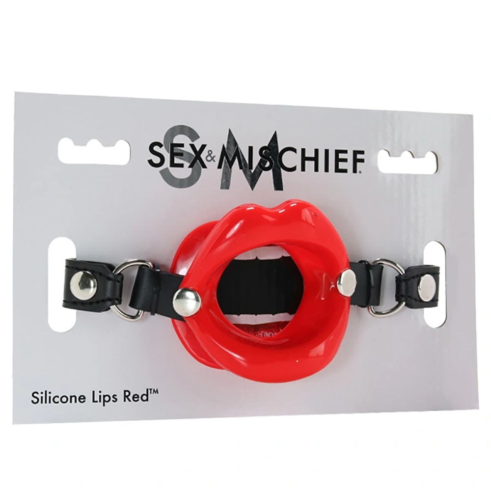 Sex & Mischief Silicone Lips Mouth Gag - Red-(ss09943)